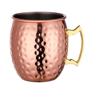 EGNMCR Tasses Moscou Tasse Mule Acier Inoxydable Tasse à Pointe Martelée Plaquée Cuivre Tasse à Bière Bar Européen et Américain Tasse à Cocktail Tasse Tambour Contenant Contenant