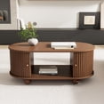 thumbnail image 2 of Noble House Oval Coffee Table with 2 Sliding Doors,Wood, 2 of 8