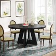 thumbnail image 1 of Tribesigns 47-Inch Round Dining Table, Farmhouse Kitchen Table with Cross Base for 4 People, Wooden Tabletop & Black Finish for Dining Room, 1 of 5