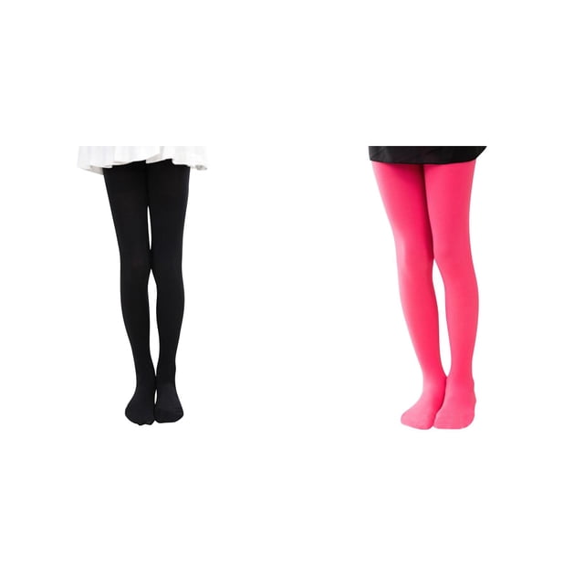 2 Pack(Black 1PCS & Watermelon Red 1PCS) Multipack Leggings Pantihose Stretchy Basic Full Length Ballet Dance Pants Pantyhose for Spring Summer Stocking