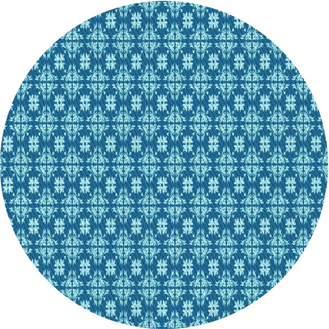 Ahgly Tapis Rond Lavable en Machine Intérieur Transitionnel Bleu, 7 Pieds Rond