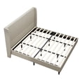 thumbnail image 2 of Noble House King Size Upholstered Bed Frame with High Headboard, 12-Slat Support, Easy Assembly, Linen Fabric, Beige, 2 of 4