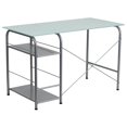 thumbnail image 2 of Bureau d'ordinateur en verre avec rangement ouvert, 2 of 3
