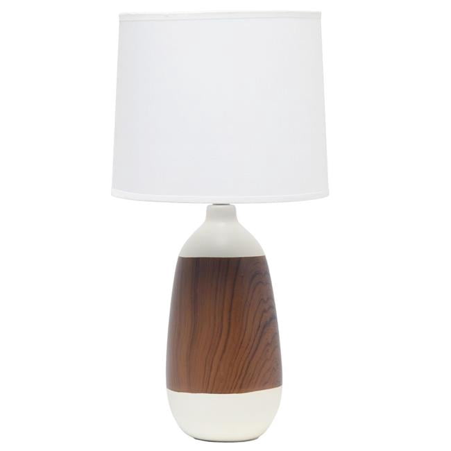 Simple Designs LT1117-OFF Lampe de Table Oblongue en Céramique , Bois Foncé & Blanc