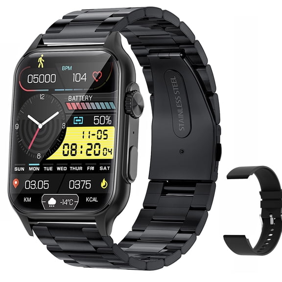 Riwcyla Smart Watch 1.96inch Full,screen Watch IP67 Waterproof BT Call Long Battery Life Multi,sport Modes Slim Body Men Women Watch