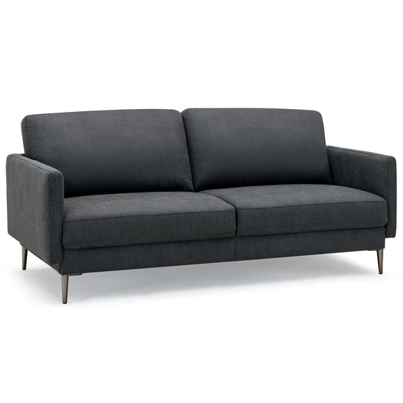 Costway 76.5" Fabric Sofa Couch Living Room Small Apartment Furniture w/ Metal Leg Grey