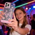 thumbnail image 1 of Vibrant LED Bowknot Phone Case, Built-in Light Up Phone Cases, Multiple Pattern & Flash Modes, Castle Phone Cases for iPhone 13/14/15/16/17, Perfect for Daily Use (iPhone 16 Pro,Butterfly), 1 of 8
