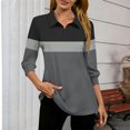 thumbnail image 2 of FRSASU Womens Tops 3/4 Sleeve V Neck Shirts Color Block Casual Business Basic Tees Summer Tops Gray S(S), 2 of 5