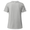 thumbnail image 3 of Femmes Dames Uni Manches Courtes Col Rond Chandail en Dentelle Hauts Chemises Blouse, 3 of 5