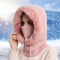 thumbnail image 2 of Women Winter Outdoor Riding Headgear Cold-Proof Ski Cap Warm Bib Face Mask Integrated Cold-Proof Hood Hat, 2 of 5