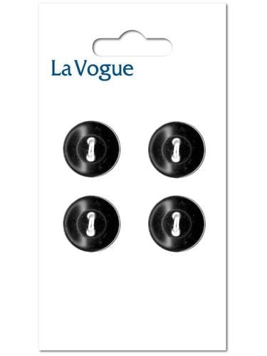 LA VOGUE 14 mm (0.55 in) bouton à 2 trous, noir