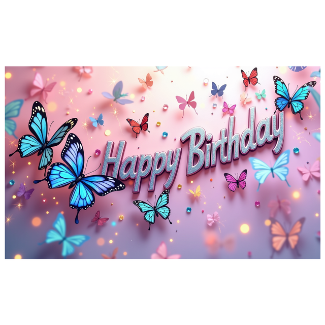 Colorful Butterfly Themed Happy Birthday Backdrop Banner Party Decorations Photography Props Birthday Party Supplies Decor Background