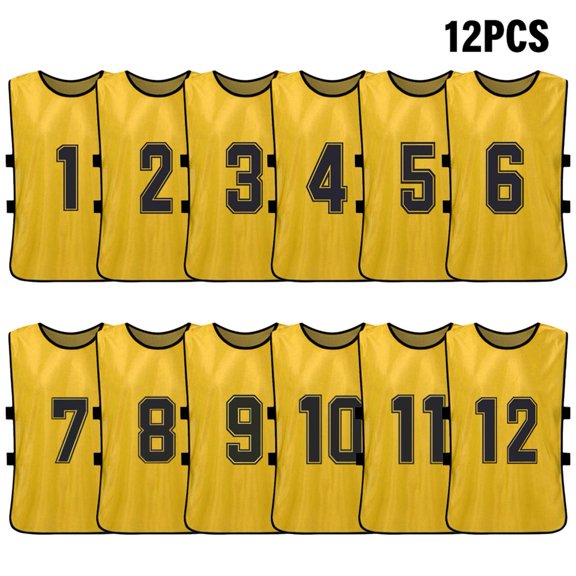 12 Pcs Chasubles de Soccer pour Enfants à Séchage Rapide Maillots de Soccer Jeunesse Sports Match Équipe de Basketball Entraînement Dossards Numérotés Gilet de Sport d'Entraînement