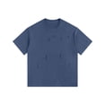 thumbnail image 1 of ShomPort T-Shirts à Manches Courtes pour Hommes Col Rond Classique Manches Courtes Décontracté Trous Déchirés Chemises Surdimensionnées, 1 of 2