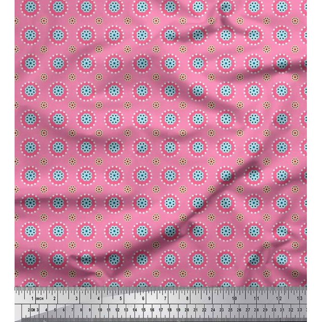 Soimoi Polyester Crepe Fabric Flower Artistic Print Fabric by Yard 52 Inch Wide