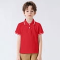 thumbnail image 2 of Chemises Garçons Manches Courtes Décontractées Polo Uni Rouge 12-13 Ans, 2 of 6
