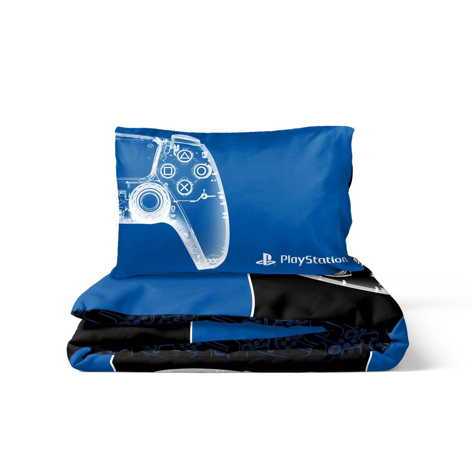 Sony Playstation Ensemble de Douillette et Taie d'Oreiller Réversible pour Lit 1 ou 2 Places Pour Enfants, 100% Polyester
