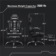 thumbnail image 4 of Yaheetech High Back Ergonomic Gaming Chair with Slide Out Footrest, Full Black, 4 of 8