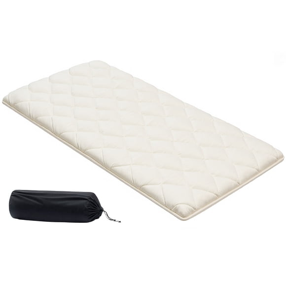KFFKFF Japanese Tatami Mat, Twin Size Foldable Japanese Tatami Mattress, Futon Mattress with Storage Bag & Fastener, 9-Layer Floor Mat for Sleeping, Dormitory, 80 x 39 x 2.5 in, White