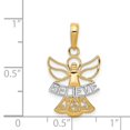 thumbnail image 4 of 14K Yellow Gold White Rhodium Polished Concave BELIEVE Angel Pendant, 4 of 4