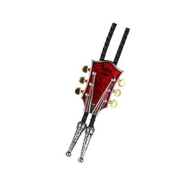 serony Fashion Country Music Guitar Western Gentleman Ornaments Fashionable Cowboy Rodeo Bolo Tie Gentleman Ornaments Fashionable Rodeo Tie bola Red