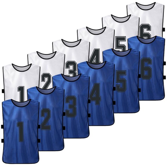 moobody 12 Pcs Chasubles de Soccer pour Adultes 2 Couleurs Séchage Rapide Maillots d'Équipe de Soccer Jeunes Sports Match d'Entraînement d'Équipe de Soccer Bavoirs Numérotés Gilet de Sport d'Entraînement