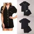 thumbnail image 2 of Ensemble de Pyjama d'Été pour Femme Manches Courtes Haut de Nuit+pantalon Tenue d'Intérieur Vêtement de Nuit, 2 of 7
