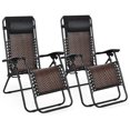 thumbnail image 3 of Fauteuil Inclinable Pliant de Patio en Rotin à Gravité Zéro avec Appuie-Tête Brun, 3 of 9