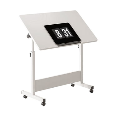 Alician Petit Bureau Debout à Hauteur Réglable, Bureau Debout Mobile avec Roulettes, Postes de Travail Informatiques Portatifs pour Bureau à Domicile pour s'Asseoir et Se Tenir Debout
