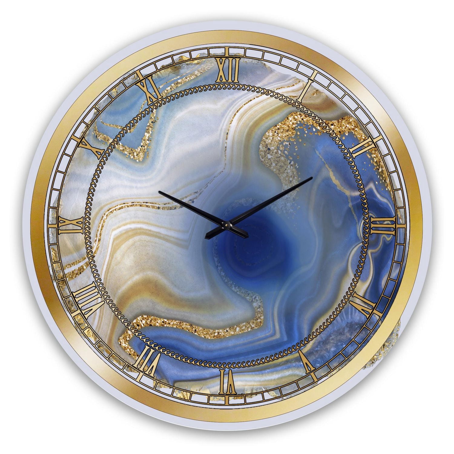Designart Agate Jaspe Doré Bleu Océan I horloge murale