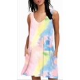 thumbnail image 1 of Robes T-Shirt Décontractées d'Été pour Femmes, Sortie de Plage, Robe Débardeur Plissée Unie, 1 of 3