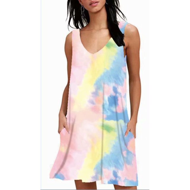 Robes T-Shirt Décontractées d'Été pour Femmes, Sortie de Plage, Robe Débardeur Plissée Unie