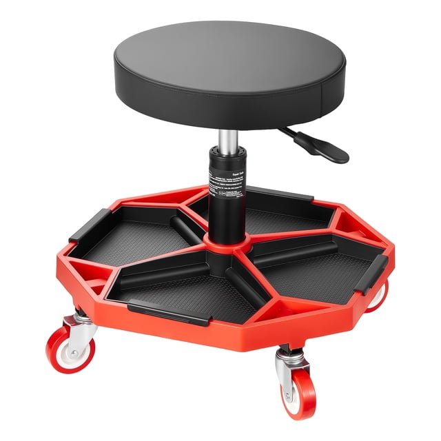 KFFKFF Tabouret de Mécanicien Roulant avec Roues, Siège de Garage/tabouret de Travail Capacité de 300 Lb, Hauteur Réglable (16,5-21,7 Po) Siège à Roulettes pour Rampe avec Plateau à Outils