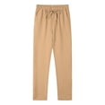 thumbnail image 1 of WRKEKC Casual Pants for Men Spring Fall Fashion Solid Color Drawstring Elastic Waist Long Pants for Daily Casual Outings Lounge　Wear, 1 of 9
