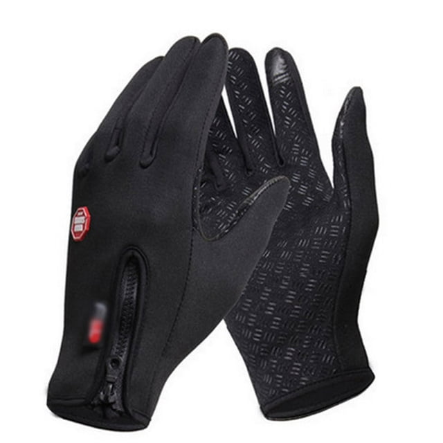 Men Women Windproof Zipper Touch Screen Gloves Ski Snow Motorcycle Warm Mittens