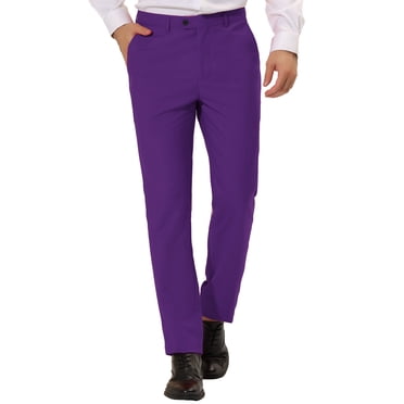 INSPIRE CHIC Men's Casual Straight Fit Comfort Stretch Flat Front Chino Pants 28 Purple