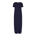 thumbnail image 4 of LOVZFMLL Robes pour Femmes Col Rond Uni Manches Courtes/sans Manches Robes Débardeur d'Été Décontractées Amples Plage Maxi Robes Soleil Bleu Foncé B TTG, 4 of 5