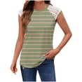 thumbnail image 1 of fatyb Camisoles Rayées pour Femmes en Dentelle Sans Manches T-Shirts Col Rond Tunique Décontractée Ample Blouses d'Été, 1 of 5