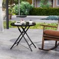 thumbnail image 4 of Costway 18" Folding Side Table Round Compact Coffee Table with Tempered Glass Tabletop Black, 4 of 10