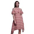 thumbnail image 1 of Bimba Brown Leaves Print Flutter Sleeve Womens Party Tunic Cold Shoulder Midi Dress - Small, 1 of 6