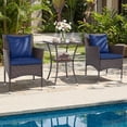 thumbnail image 4 of Costway 3PCS Patio Wicker Bistro Set, 2 Rattan Chairs with Double-Tier Tempered Glass Table Mix Brown+Blue, 4 of 10