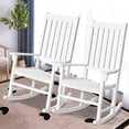 thumbnail image 3 of Gymax 2PCS Wood Rocking Chair Porch Rocker High Back Garden Seat Indoor Outdoor White, 3 of 10