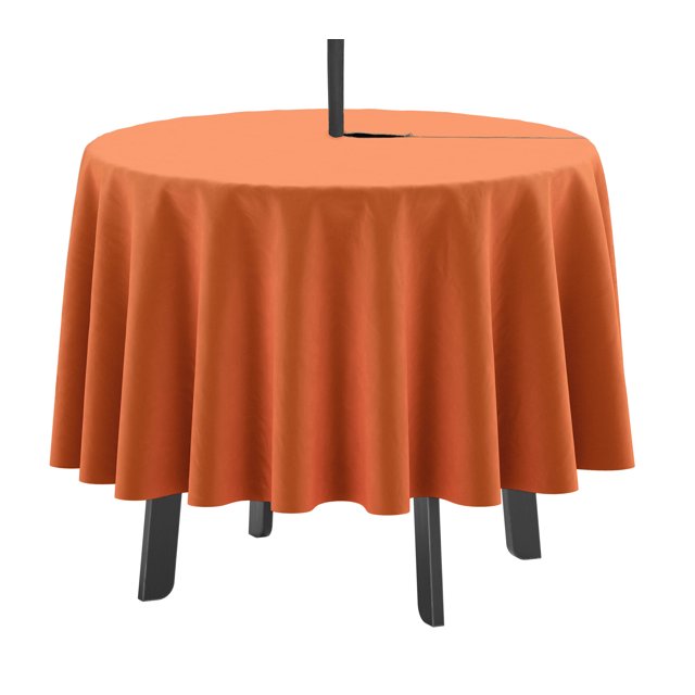 Vargottam Indoor/Outdoor Round Tablecloth 58 Inch Round Tablecloth with Umbrella , Waterproof Zippered Patio Table Cloths, Spring/Summer Table Covers for Circular Table/BBQs/Picnic-Coral Orange