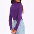 thumbnail image 3 of Diufon Womens Turtleneck Long Sleeve Tops Fall Fashion Basic Thermal Shirts Solid Color Slim Underwear, 3 of 8
