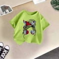 thumbnail image 5 of LUOGENLI T-Shirt pour Filles Enfant Filles Mignon Imprimé Graphique Col Rond Manche Courte Tee Été Décontracté T-Shirt Maxi Chemises pour Filles Vert Clair 3-4 Ans, 5 of 5