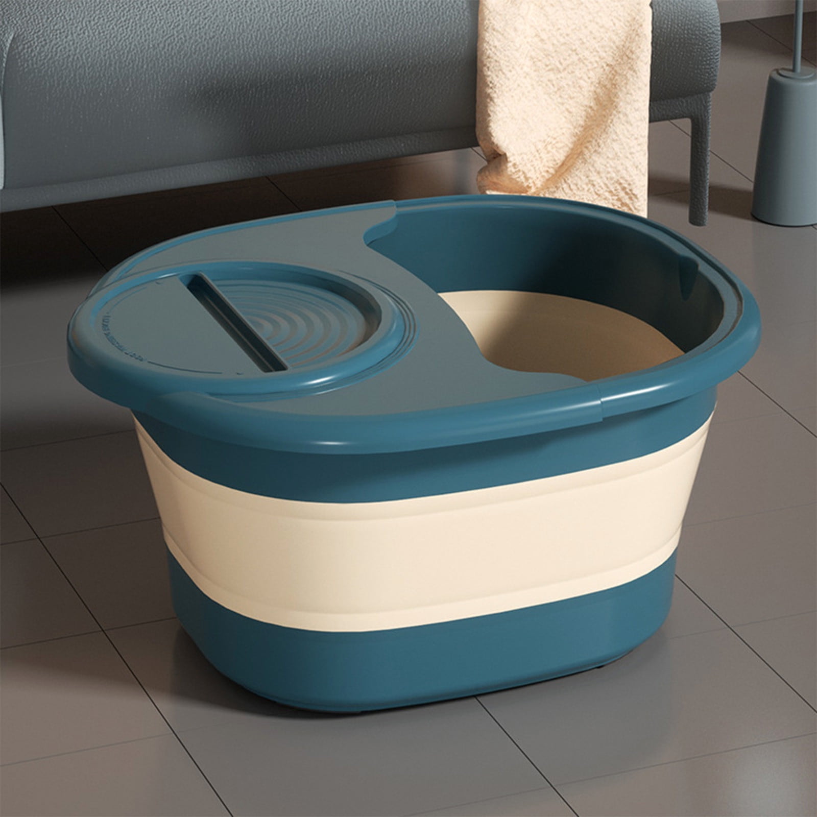 Oefntac Savings Foldable Foot Bath Bucket with Handle and Lid,Portable Foot Bath Spa Bucket with Massage Acupoints,Portable Foot Bath Bucket,Foldable Spa Bucket for Foot