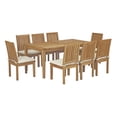 thumbnail image 4 of Modway Marina 9 Piece Outdoor Patio Teak Dining Set in Natural White, 4 of 7