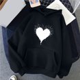 thumbnail image 2 of Pompotops Chandail Confortable pour Femmes Motif Cœur Imprimé Chandail à Capuche pour Femmes avec Poche et Cordon Liquidation, 2 of 4
