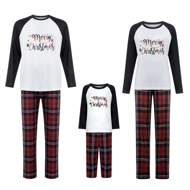 Pyjamas de Noël Assortis pour la Famille Ensembles de Hauts et Pantalons de Vacances Pyjamas