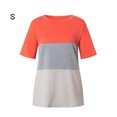thumbnail image 2 of T-shirt pour Femmes à Blocs de Couleur, Haut à Manches Courtes, Haut à Manches Rondes pour Femmes, Blouse à Col Rond, Rouge Coloré, P, 2 of 7
